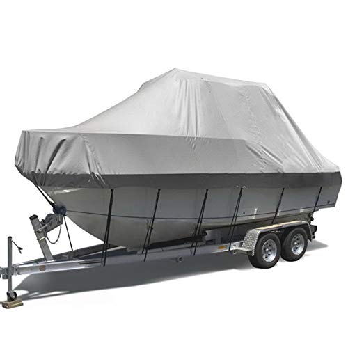 Fantastic Deal! RIYIFER Trailable Boat Cover, 17-27Ft Waterproof Boat Cover 600D Tear Resistant Oxford Cloth Personal Watercraft Cover Easy Installation and Quick Release,Gray,25~27ft