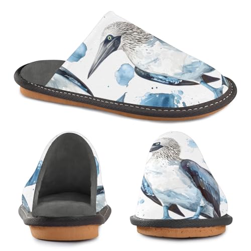 Slippers for Women Blue Footed Booby Art Print Soft Fuzzy Women's Slippers Indoor and Outdoor Shoes2