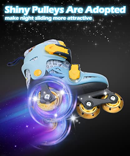 Kids Quad Roller Skate,Roller Skates For Girls Boys,With Adjustable Size&Double Brakes&Luminous Wheels&Protective Gear,3-Point Balance Roller Shoes For Beginners,For Indoor Outdoor (Brave Grey, Xs) #TOP3