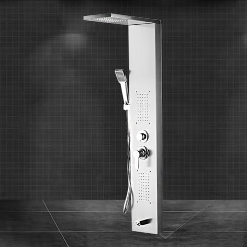 Image of ZAP Zap X9 Shower Panel System with LED Temperature Display, Top Shower, Hand Shower, Body Jets, and Bucket Filler - Multi-functional Bathroom Shower Unit