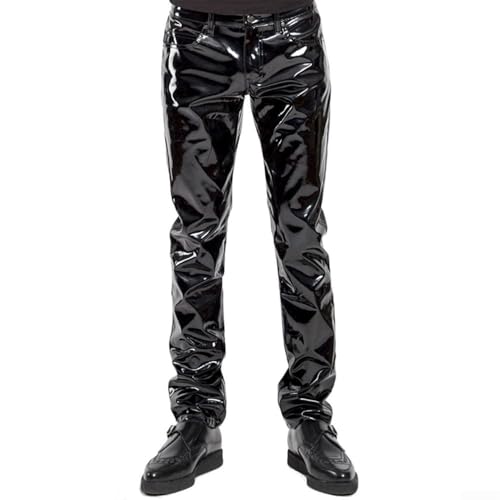 Pantalon en PVC brillant pour homme, pantalon en similicuir pour punk, gothique, club, danse, legging long effet mouillé en vinyle, costume de boîte de nuit,...