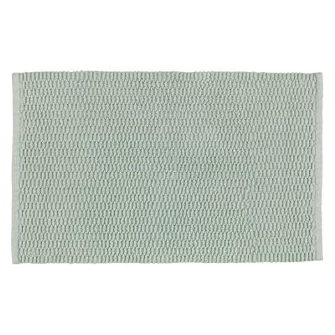 WENKO Badteppich Mona Hellgrün, Badvorleger mit trendiger Oberflächenstruktur, rutschhemmend beschichtet, waschbar, aus 100 % Baumwolle Cover