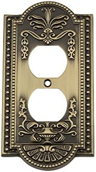 Nostalgic Warehouse 719716 Meadows Switch Plate with Outlet, Antique Brass