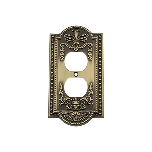 Nostalgic Warehouse 719716 Meadows Switch Plate With Outlet, Antique Brass #TOP23