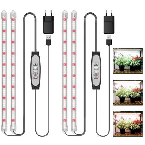 COKOLILA 2 Packs 2 Barres Lampe pour plantes LED, Sunlike Lampe Horticole 240 LED avec minuterie Auto ON/Off 6/12/18H, 3 modes d'éclairage, 5 Luminosité