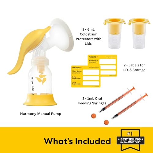 Image of Medela Harmony Manual Breast Pump with Colostrum Collection and Feeding Kit, 4-in-1 Solution, Collect, Store, Feed, and Pump, Includes Colostrum Collectors and Feeding Syringes