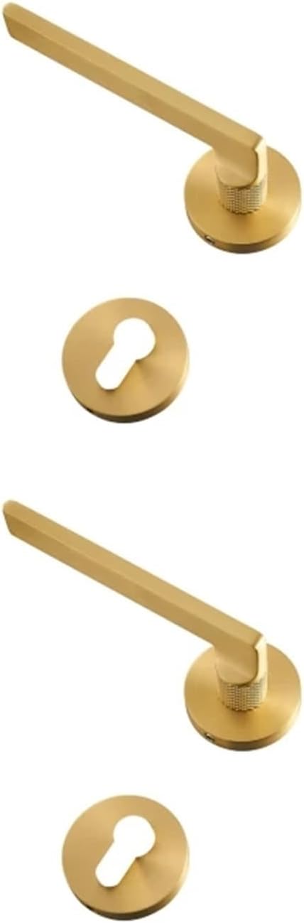 Brass Door Lever Black Gold Interior Wood Lock Set Dummy Handle 1Pcs(Passage-AB)