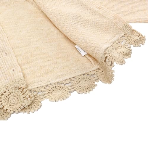 famuka Baby Girl Lace Cardigan Toddler Spring Autumn Knitted Sweater Button Up4