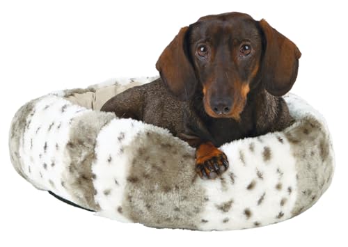 TRIXIE Hundebett Leika ø 50 cm in beige-weiß/beige - Plüsch Hundeschlafplatz mit weichem Kissen - Hundekorb für kleine Hunde - rutschfest - 36971