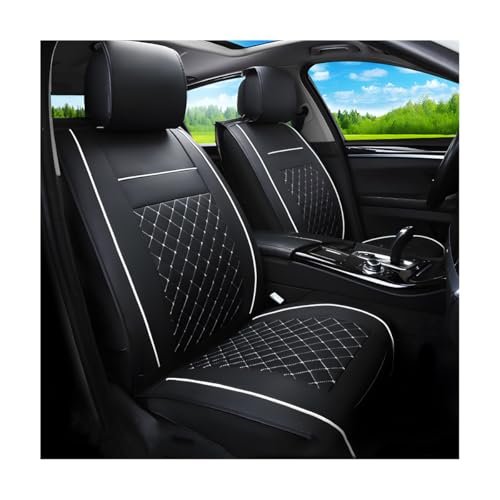 CGEAMDY 1 Pc Full Set Car Seat Covers Universal Deluxe Waterproof, Universal Fit Cars seats Fit car seat covers Full Set With Airbag Compatible, Luxury Pu Leather Car-Seat Covers (Black&White)