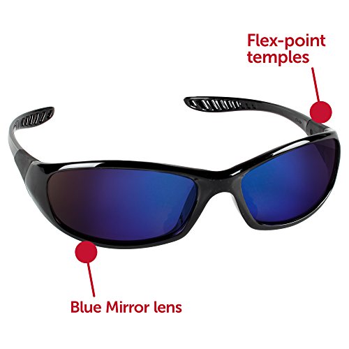Kleenguard V40 Hellraiser Safety Glasses (20543), Blue Mirror Lens With Black Frame, 12 Pairs / Case #TOP1
