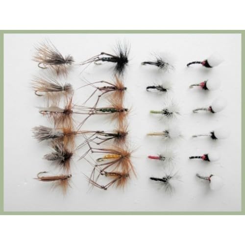 24 BARBLESS Dry Mixed Trout Flies. Emerger Flies, Sedge, Hoppers and Klinkhammers, choice of sizes (Mixed)