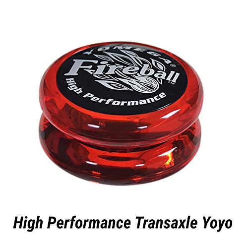 yomega fireball yoyo -high performance responsive transaxle yoyo great for string tricks for advance players to perform like pros  extra 2 yo yo strings amp 3 month warranty redblack