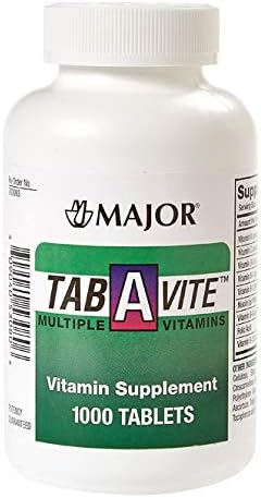 MAJOR TAB-A-Vite Multiple Vitamins TABS ASCORBIC ACID-60 MG Red 1000 Tablets UPC 309040530806