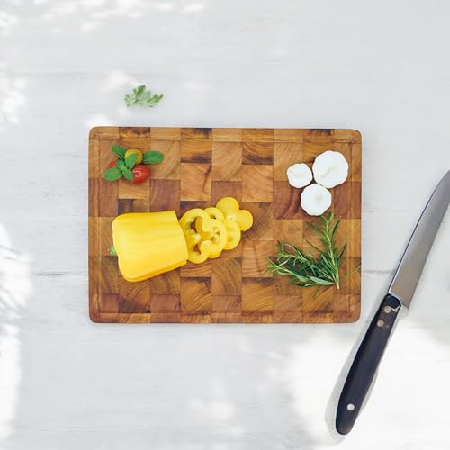 Tabla de cortar de madera de caoba de end grain con ranura para jugos, bloque grueso para preparación en cocina, para carne, pan, queso y charcutería, 35.56 cm x 25.4 cm x 3.81 cm miniatura 6