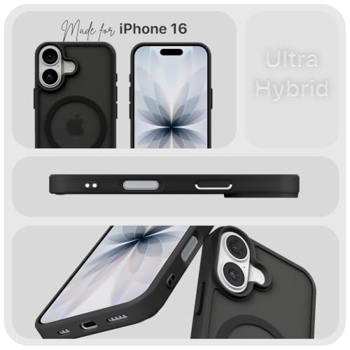 Image of Pikkme Back Cover for iPhone 16 | Mag-Safe Compatible | Smoke Frosted Transparent Matte Finish | Hard PC + Soft TPU | Shockproof | Raised Camera Protection Bumper Case (Black Smoke Mag-Safe)