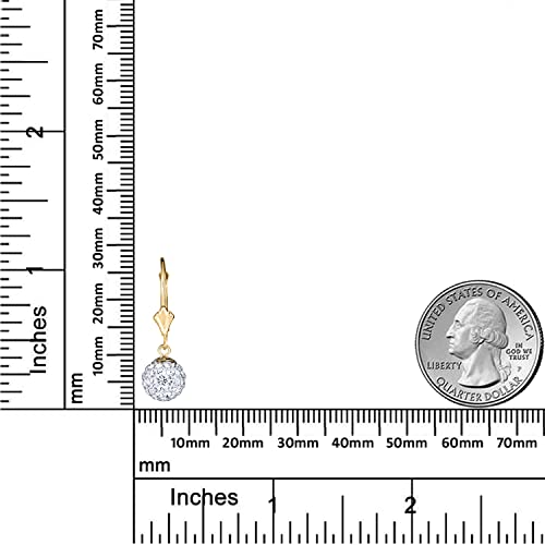 Avora 10K Yellow Gold 8Mm Swarovski Elements Crystal Dangle Ball Lever-Back Drop Earrings #TOP2