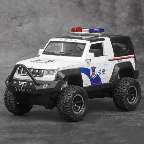 Image of 1:32 Scale Exclusive Alloy Metal Pull Back Die-cast Car Scale Model with Sound Light Mini Auto Toy for Kids Metal Model Toy Car with Sound and Light (Special Police - Multicolour)