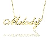 AOLO Melody Heart Name Necklace 18k Gold Plated Stainless Steel Nameplate...