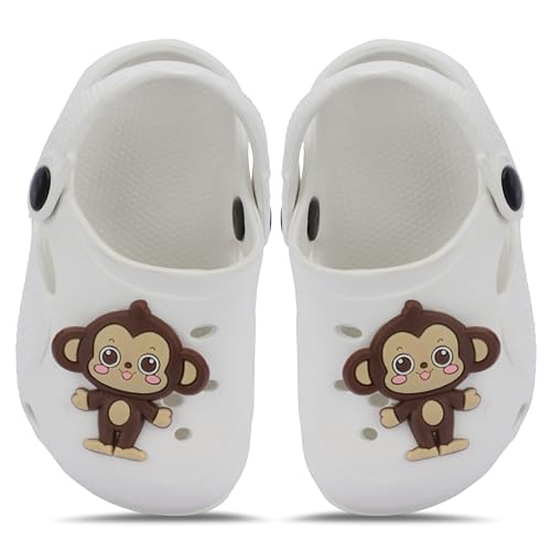 Image of GIMME ! Little Monkey, Toddler Clogs Slippers, 12 Months to 6 Years, Baby Boy, Waterproof, Lightweight, Cute Cartoon Fun Charms, Pink, Non-Slip Sole