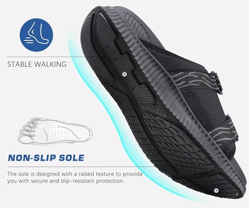 Image of KuaiLu Mens Orthotic Sandals Athletic Thick Cushion Recovery Sport Slides Adjustable Strap Open Toe Walking Sandles With Comfortable Plantar Fasciitis Arch Support