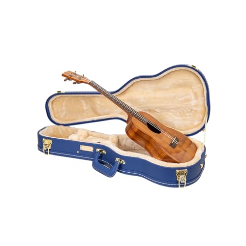 Crossrock Wooden Tenor ウクレレケース 27インチラージボディ用 | 鮮やかなブルーフェイクレザー、ステンレススチール、ラッチ、ストレージコンパートメント ? デザイナーシリーズ(CRW520TUVB)