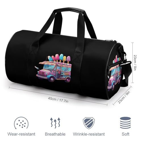 Ice Cream Truck Driver Gym Bag Lightweight Carry On Duffel Bag Athletic Sports Travel Bag Weekender Bag for Men Women2