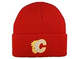 AMERICAN NEEDLE Calgary Flames Red Cuff Beanie Hat - NHL Cuffed Winter Knit Toque Cap
