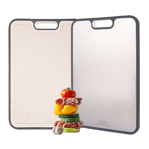 Titanium Cutting Boards for Kitchen - Double Sided with Juice Groove & Non-Slip Feet, Food Grade Chopping Board, Dishwasher Safe & Knife-Friendly (15.2
