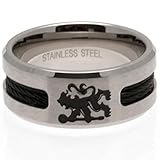 Aplique de cuerda negra. Chelsea FC - Anillo (Pequeño) (Plata)