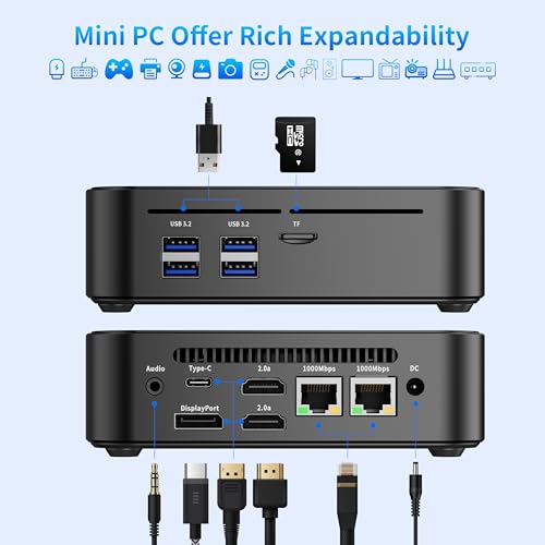 DreamQuest Mini PC Windows 11 Pro Intel N95 der 12.Generation (bis zu 3,4 GHz) 32GB RAM+1TB SSD,Micro Desktop Computer voll funktionsfähiger Type C/HDMI+DP/USB 3.2/WiFi 5/BT5.0/Gigabit Ethernet