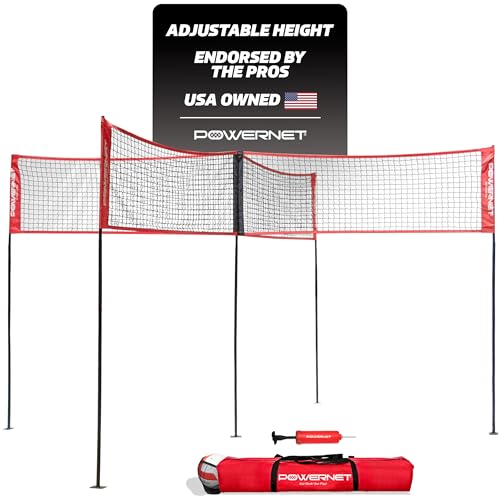 PowerNet Four Square Volleyball Net, 4-Sided Outdoor Net for Backyard Games, Park or Beach, Volleyball Training Equipment (Four Square) by PowerNet - Used condition - US$68.54