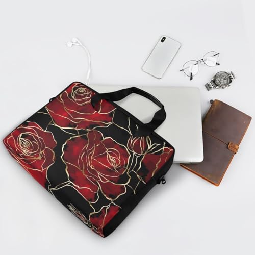 Maletín para portátil elegante con flores negras 15.6" miniatura 7