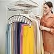 DIRXVMC Trouser Hangers for Closet, Leggings Storage Metal Hanging Yoga Storage Organiser 2 Pack w/10 Clips Holds 20 Leggings, Trouser Holder Space Saving Hanging Closet Organizer