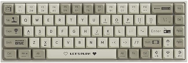 FIRSTBLOOD ONLY GAME. AK680 Wired Mechanical Keyboard, 68 Keys Grey-White Layout, Hot-Swappable USB Gaming Keyboard with Brown Switches