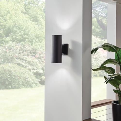 Kichler Cylinders 12" Outdoor Wall Sconce in Black, 2-Light Exterior Wall Light, Cylinder Fixture, (12" H x 5" W) , 9244BK by Kichler - Image 5