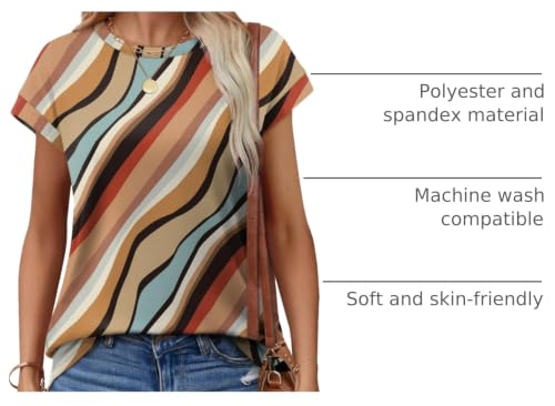 Image of Alaroo Womens Summer Tops Short Sleeve Shirts Crew Neck Cute Trendy Tunic Blouses (S-3XL)