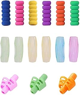 15 Pcs Pencil Grips, Silicone Pen Grips Pencil Holder Grip Finger Pencil Grips Foam Pen Writing Aid Grip Set Training Pencil Grips Finger Space Writing Tool for Kids Children Adult Handwriting