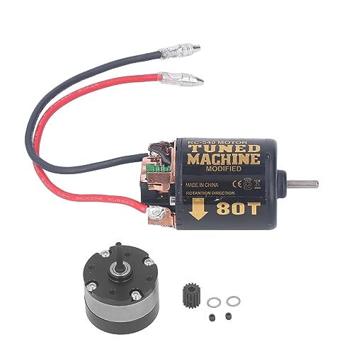 RC Car Universal 540 Brushed Motor with 1/3 Reduction Planetary 13T 80T for Tamiya 1/14 Tractors 1/10 Crawler Car DIY Modifications (80T)