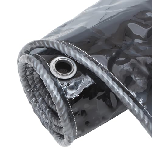 Telone Impermeabile in PVC Trasparente con Occhielli per Esterno,0,5x1m Telo Copertura Protezione Piante con Corda - 400g / m² - Spessore 0,39 mm per Balcone,Camper,Serre,Tettoie,Gazebo e Giardino