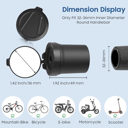 MoKo 2 Pcs Bike Mirrors, 360° Rotatable Bicycle Mirrors for