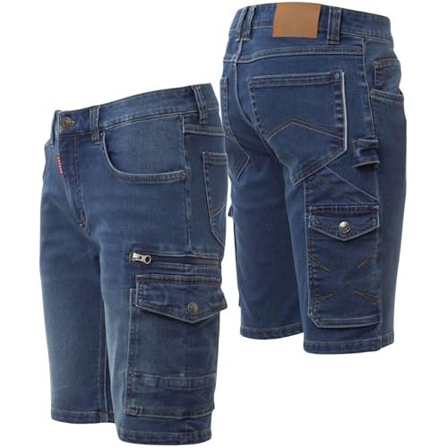 Art.Master Jeans Shorts Herren Stretch Blau Größe 60-62 - Arbeitshose Kurze mit 8 Taschen & Zollstocktasche - Jeans Hose Arbeitskleidung Männer für Handwerker BAU Garten Freizeit Heimwerken Werkstatt