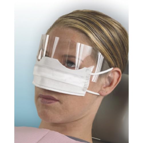 Crosstex GCPAT Patient Safety Face Masks with Shield Fluid Resistant White 25/Bx