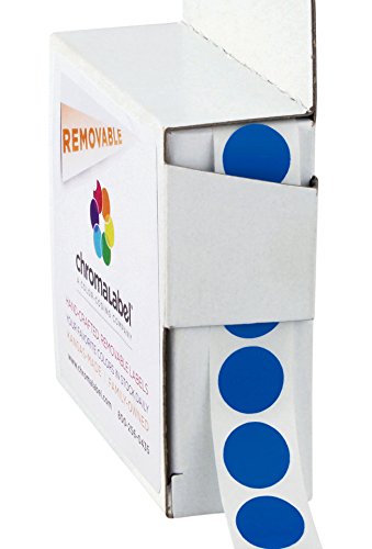 ChromaLabel 1/2 Inch Round Removable Color-Code Dot Stickers, 1000 per Dispenser Box, Dark Blue