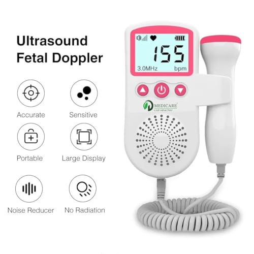 Image of Portable Fetal Doppler Baby Heartbeat Monitor for Pregnancy | Digital LCD Display with in-Built Speaker, Accurate FHR Detection | Compact Prenatal Monitor for Home & Clinic Use (Blue)