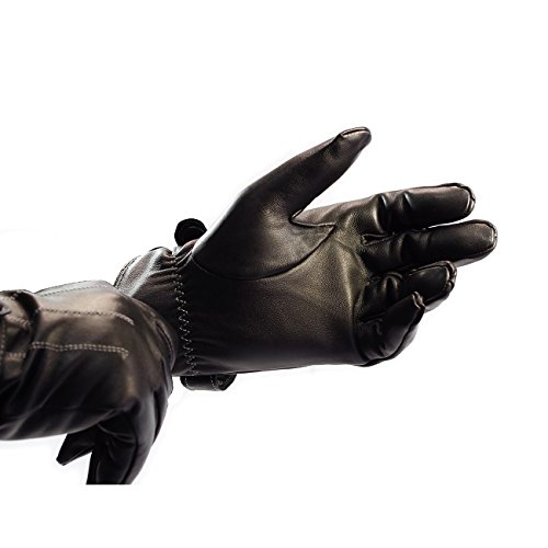 TPOS レザー手袋 本革（ラム・羊）スマホ対応 タッチパネル 快適操作 裏起毛で暖かい 革手袋 メンズ冬グローブ