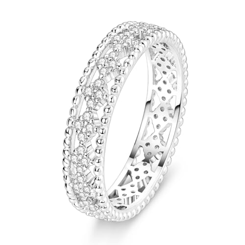 LAZA 925 Sterling Silver Ring for Women, Engagement Ring Personality Rings Cute Rings Entwined Line Cubic Zirconia Rings Simple Stackable Finger Rings Size 6-92