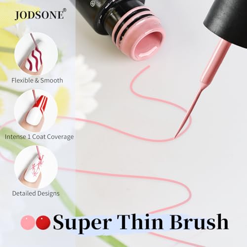 Image of JODSONE Nail Art Gel Liner Set 10 Colors White Red Black White Gel Nail Polish Need U V Lamp Cured with Thin Brush,Gifts for Women