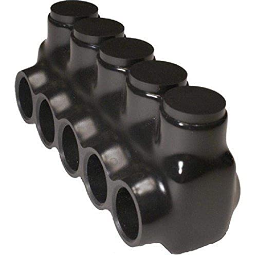 Image of Morris Products 97581 Black Insulated Multi-Cable Connector - Single Entry 5 Ports 3 /0-6, 5, 5 AWG, Dual Rated CU9AL Aluminum, 600V, cULus Listed, 2-Pack