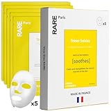 RARE Paris - Trésor Solaire - Soothing Facial Sheet Mask - Soothing & Strengthening - With Vitamin E & Arnica - Brightening, Firming & Revitalizing - Multi-Active Serum Formula - 5 Pack